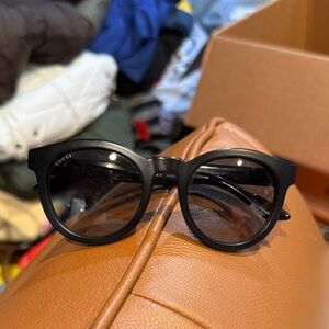 Gucci Black Round Acetate Sunglasses